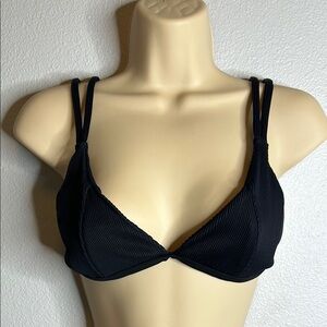 Kulani Kinis Fixed Scoop Ribber Black Minimalist Bikini Top
